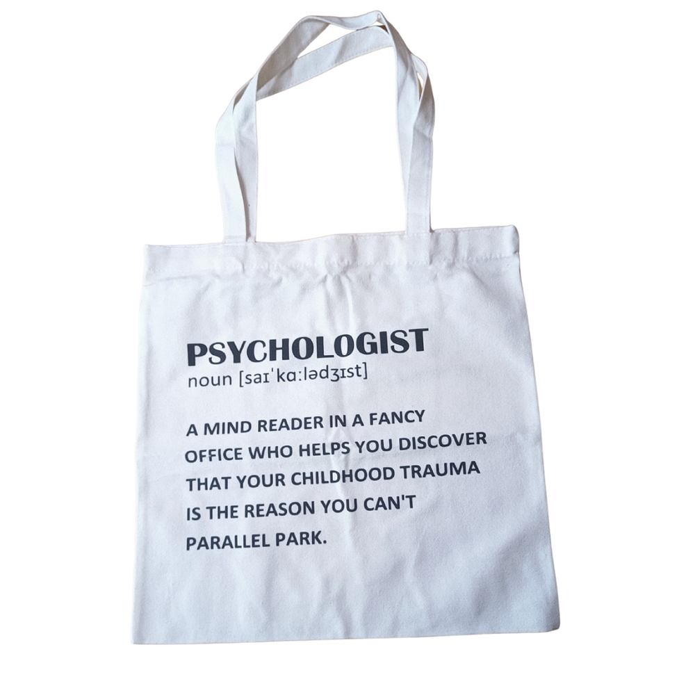 💜 White Tote Bag with Fun Print